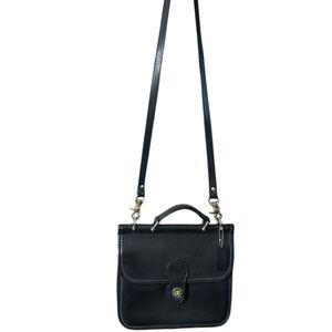 Coach Black Leather Vintage Willis Top Handle Bag EUC